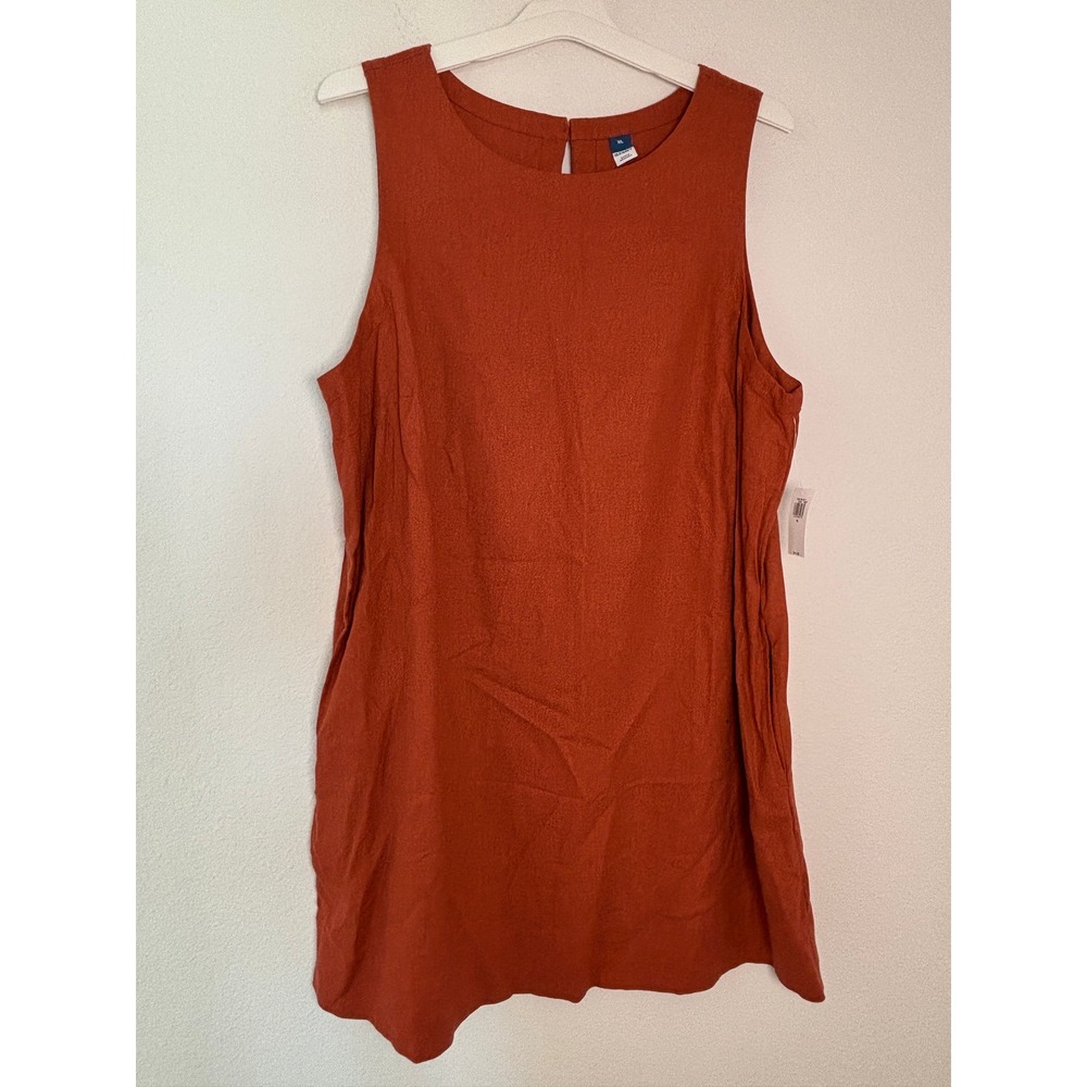 Old Navy Womens XL Rust Orange Linen Blend Sleeveless Shift Dress New